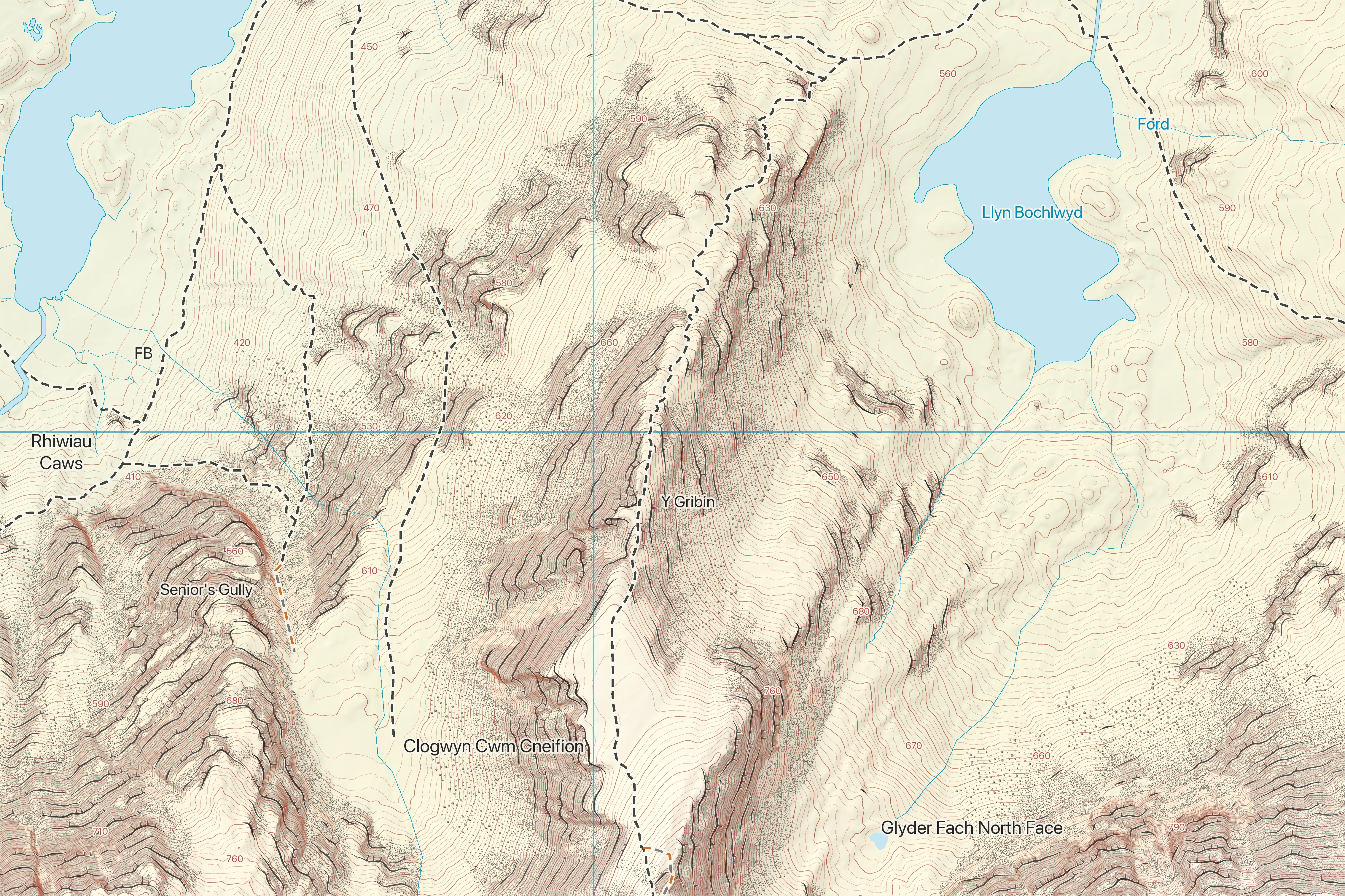 Spatial Terrain 1:5,000 topographic map centred on Y Gribin, Wales